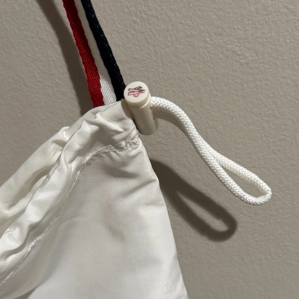 Moncler White Drawstring Bag with Red & Blue Strap - Authentic - Picture 3 of 12